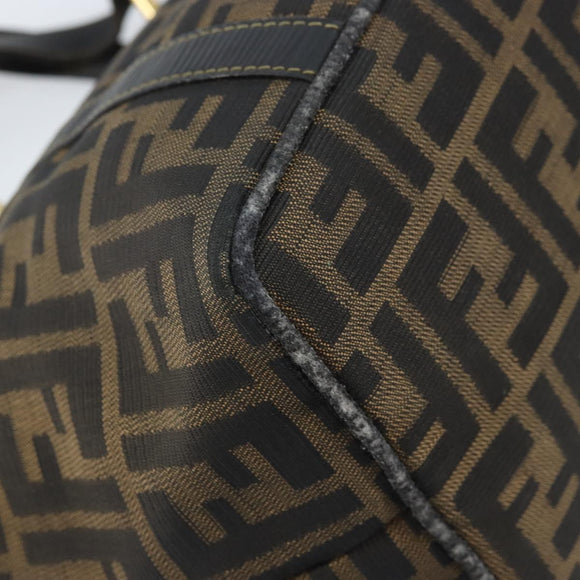FENDI Zucca Canvas Hand Bag Brown Black Auth mr2221
