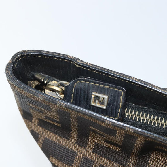 FENDI Zucca Canvas Hand Bag Brown Black Auth mr2221