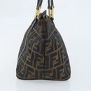 FENDI Zucca Canvas Hand Bag Brown Black Auth mr2221-4