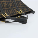 FENDI Zucca Canvas Hand Bag Brown Black Auth mr2221-7