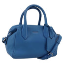 BALENCIAGA Infanta Hand Bag Leather 2way Blue Silver 390922 Auth mr2222A-1