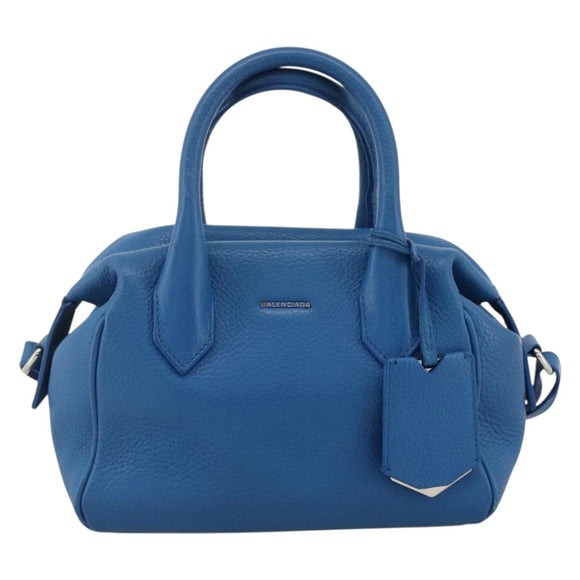 BALENCIAGA Infanta Hand Bag Leather 2way Blue Silver 390922 Auth mr2222A