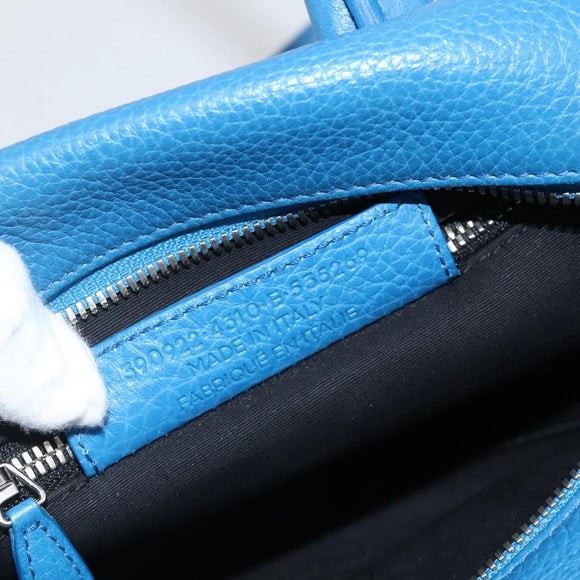 BALENCIAGA Infanta Hand Bag Leather 2way Blue Silver 390922 Auth mr2222A