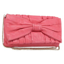 VALENTINO Chain Shoulder Bag Leather Pink Gold Auth mr2223-1
