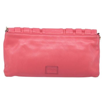 VALENTINO Chain Shoulder Bag Leather Pink Gold Auth mr2223 - 0