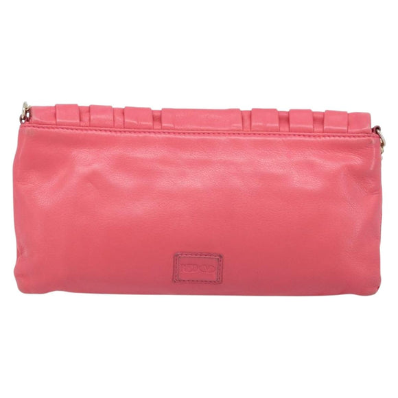 VALENTINO Chain Shoulder Bag Leather Pink Gold Auth mr2223