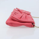 VALENTINO Chain Shoulder Bag Leather Pink Gold Auth mr2223-3