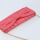 VALENTINO Chain Shoulder Bag Leather Pink Gold Auth mr2223-6