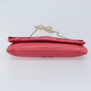 VALENTINO Chain Shoulder Bag Leather Pink Gold Auth mr2223-5