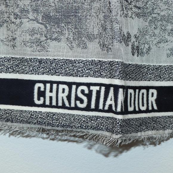 Christian Dior Large Format Stole Cashmere Navy Auth mr2224V