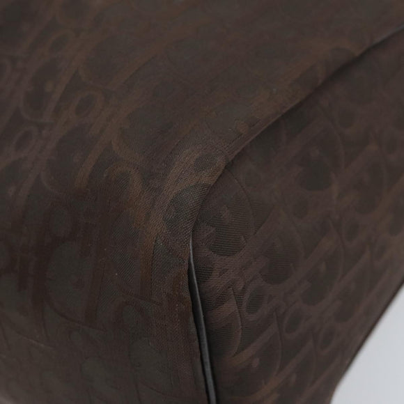 Christian Dior Trotter Canvas Hand Bag Brown Gold Auth mr2225A