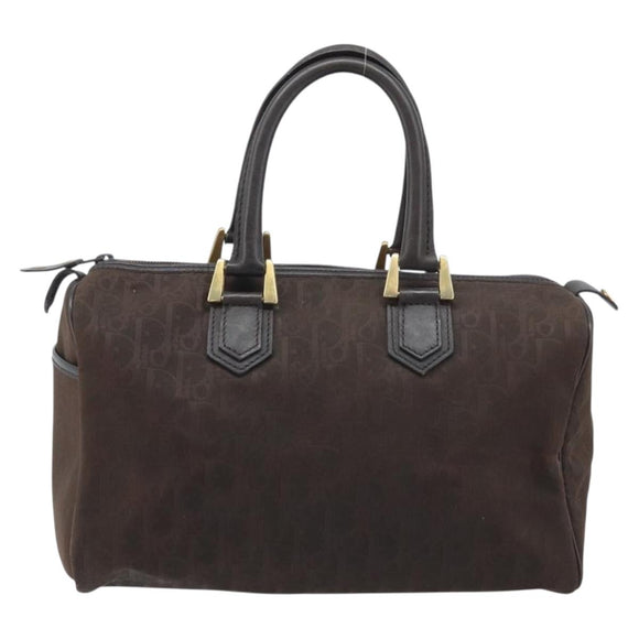 Christian Dior Trotter Canvas Hand Bag Brown Gold Auth mr2225A