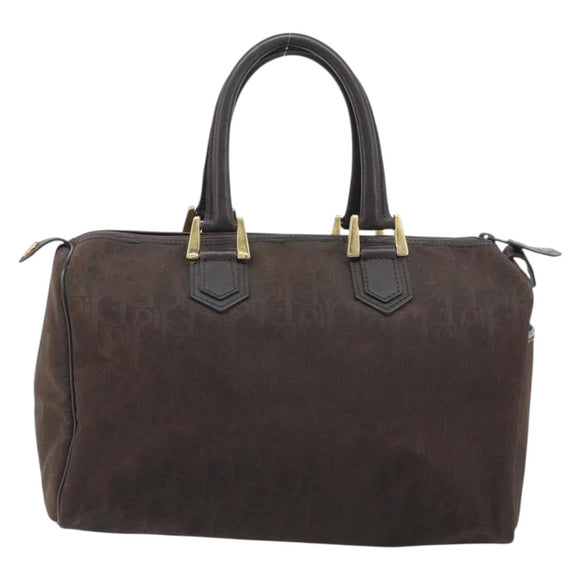 Christian Dior Trotter Canvas Hand Bag Brown Gold Auth mr2225A