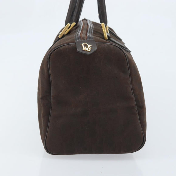 Christian Dior Trotter Canvas Hand Bag Brown Gold Auth mr2225A