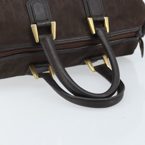 Christian Dior Trotter Canvas Hand Bag Brown Gold Auth mr2225A