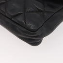 CHANEL Matelasse Waist bag Lamb Skin Black Gold CC Auth mr2227-14