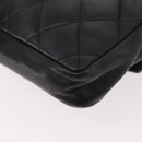 CHANEL Matelasse Waist bag Lamb Skin Black Gold CC Auth mr2227-16