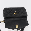 CHANEL Matelasse Waist bag Lamb Skin Black Gold CC Auth mr2227-10