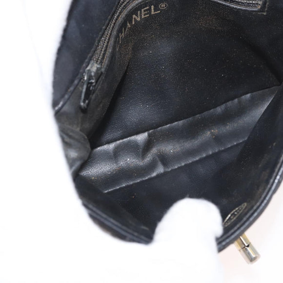 CHANEL Matelasse Waist bag Lamb Skin Black Gold CC Auth mr2227