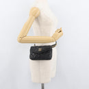 CHANEL Matelasse Waist bag Lamb Skin Black Gold CC Auth mr2227-25