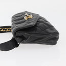 CHANEL Matelasse Waist bag Lamb Skin Black Gold CC Auth mr2227-4