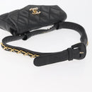 CHANEL Matelasse Waist bag Lamb Skin Black Gold CC Auth mr2227-6