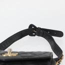 CHANEL Matelasse Waist bag Lamb Skin Black Gold CC Auth mr2227-7