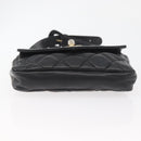CHANEL Matelasse Waist bag Lamb Skin Black Gold CC Auth mr2227-5
