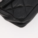 CHANEL Matelasse Waist bag Lamb Skin Black Gold CC Auth mr2227-8