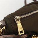PRADA Shoulder Bag Nylon Khaki Gold Auth mr2228-22