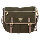 PRADA Shoulder Bag Nylon Khaki Gold Auth mr2228-13