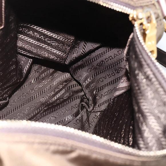 PRADA Shoulder Bag Nylon Khaki Gold Auth mr2228
