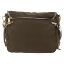 PRADA Shoulder Bag Nylon Khaki Gold Auth mr2228-2