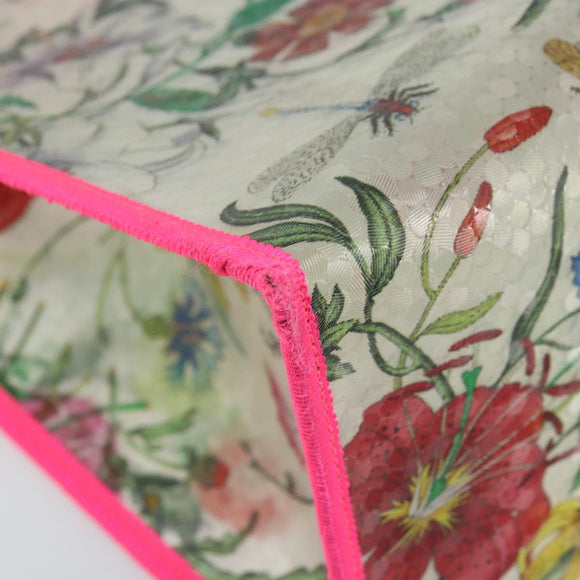 GUCCI Flora Pattern Hand Bag Vinyl Clear Pink 548713 Auth mr2229