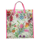 GUCCI Flora Pattern Hand Bag Vinyl Clear Pink 548713 Auth mr2229-2