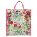 GUCCI Flora Pattern Hand Bag Vinyl Clear Pink 548713 Auth mr2229-3