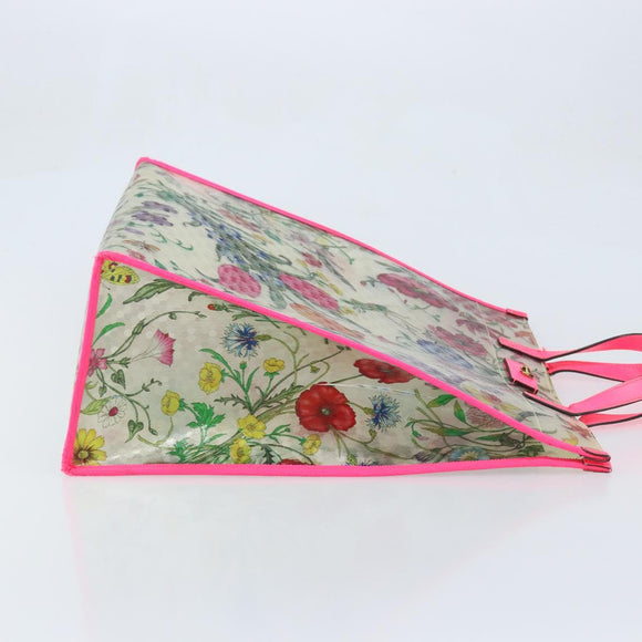 GUCCI Flora Pattern Hand Bag Vinyl Clear Pink 548713 Auth mr2229
