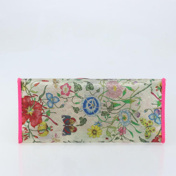 GUCCI Flora Pattern Hand Bag Vinyl Clear Pink 548713 Auth mr2229