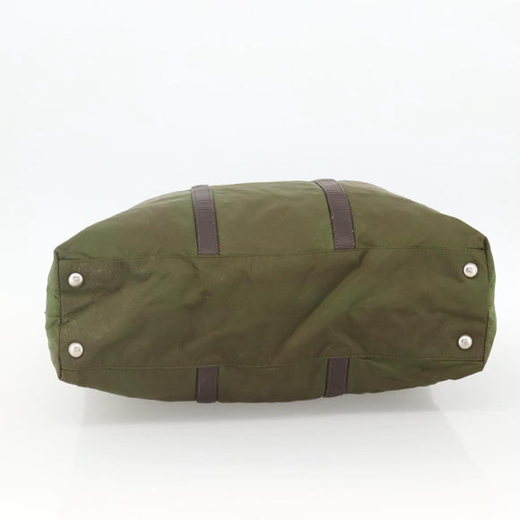 PRADA Hand Bag Nylon 2way Khaki Silver Auth mr2230