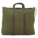 PRADA Hand Bag Nylon 2way Khaki Silver Auth mr2230-13