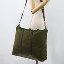 PRADA Hand Bag Nylon 2way Khaki Silver Auth mr2230-26