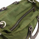 PRADA Hand Bag Nylon 2way Khaki Silver Auth mr2230-6