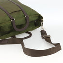 PRADA Hand Bag Nylon 2way Khaki Silver Auth mr2230-8