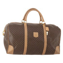 CELINE Macadam Canvas Boston Bag PVC Leather Brown Gold Auth mr2233-1