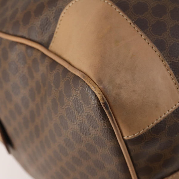 CELINE Macadam Canvas Boston Bag PVC Leather Brown Gold Auth mr2233