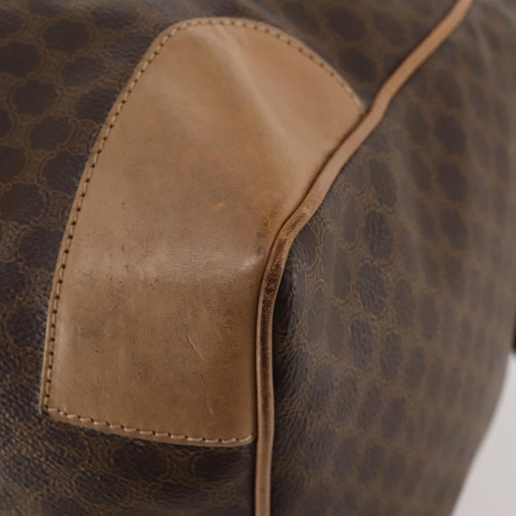 CELINE Macadam Canvas Boston Bag PVC Leather Brown Gold Auth mr2233