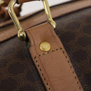 CELINE Macadam Canvas Boston Bag PVC Leather Brown Gold Auth mr2233-17