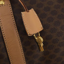 CELINE Macadam Canvas Boston Bag PVC Leather Brown Gold Auth mr2233-10