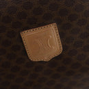 CELINE Macadam Canvas Boston Bag PVC Leather Brown Gold Auth mr2233-18