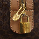 CELINE Macadam Canvas Boston Bag PVC Leather Brown Gold Auth mr2233-19